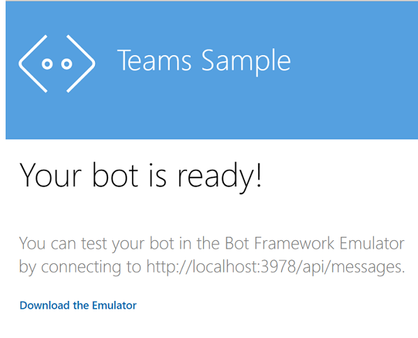 Captura de pantalla de la página web que muestra El bot está listo.
