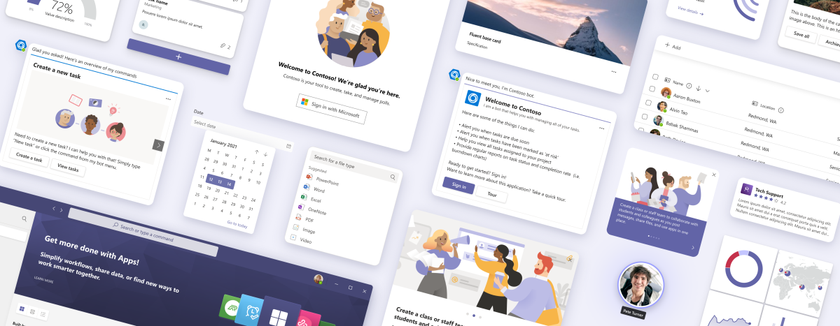 Imagen conceptual que presenta las directrices de diseño de Microsoft Teams.