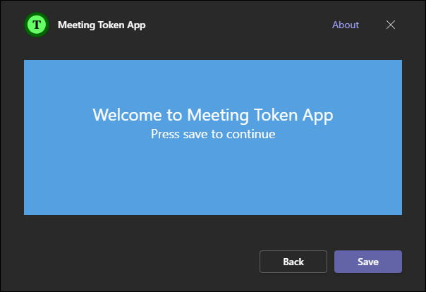 Captura de pantalla de la aplicación de token de reunión con la opción Guardar resaltada en rojo.