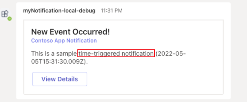 ejemplo de notificación desencadenada por el temporizador
