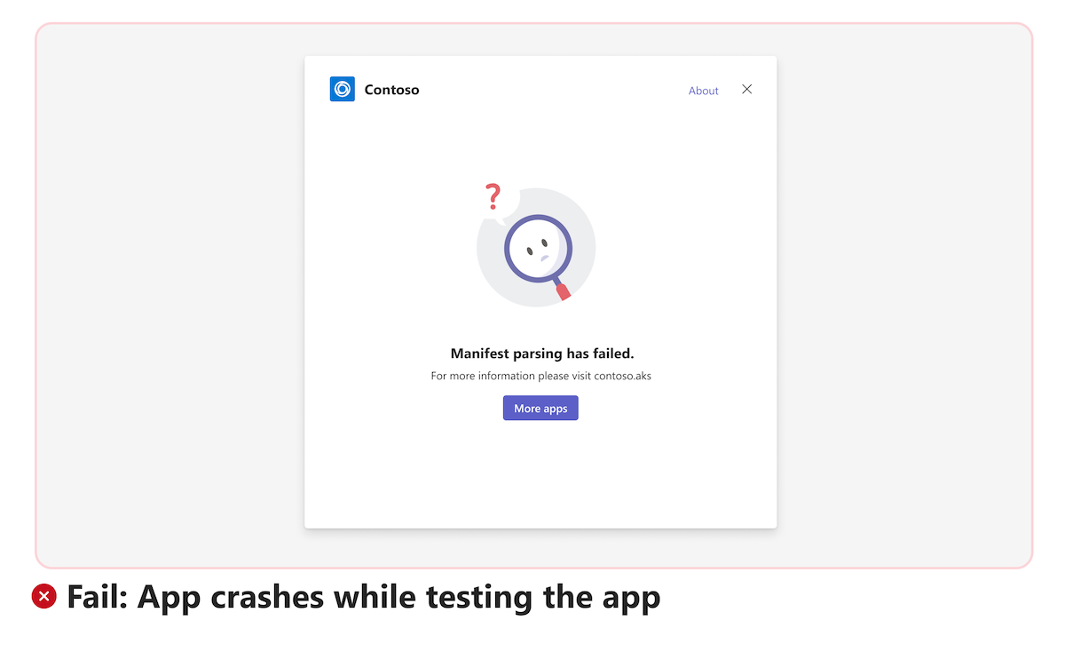 Captura de pantalla del escenario con errores de bloqueos de aplicaciones durante las pruebas.