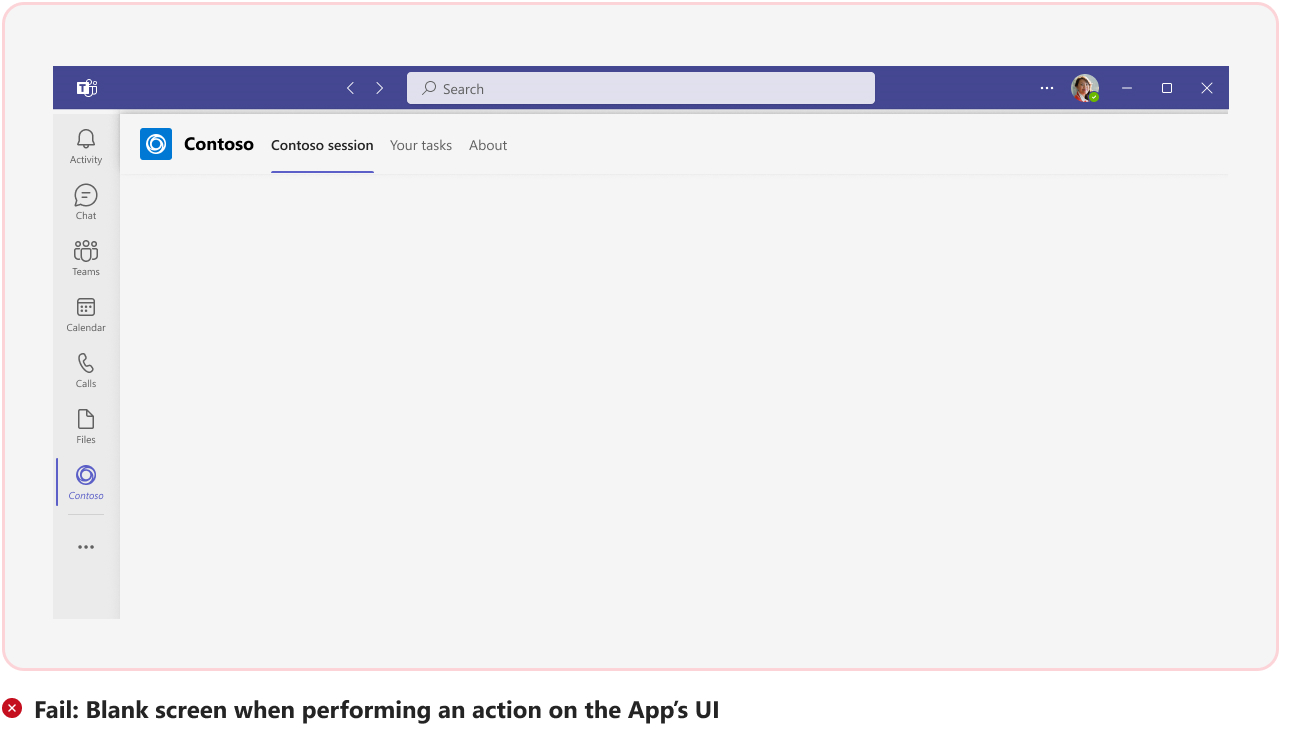 Captura de pantalla de la imagen para mostrar el error de la pantalla en blanco en la interfaz de usuario de la aplicación.