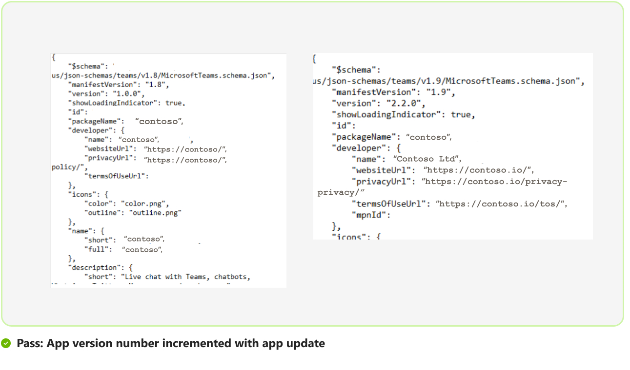 Captura de pantalla para mostrar el número de versión de la aplicación incrementado.