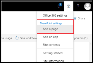 Captura de pantalla que muestra las opciones de configuración de Office 365.
