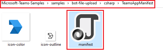 Captura de pantalla que muestra la selección del archivo json de manifiesto.