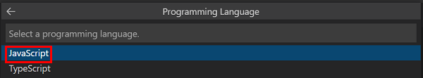 Captura de pantalla que muestra cómo seleccionar el lenguaje de programación.