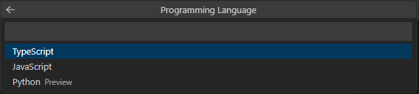 Captura de pantalla que muestra la opción para seleccionar el lenguaje de programación.