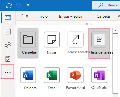 Captura de pantalla que muestra la opción Más aplicaciones en la barra lateral del cliente de escritorio de Outlook para ver la aplicación de pestaña instalada.