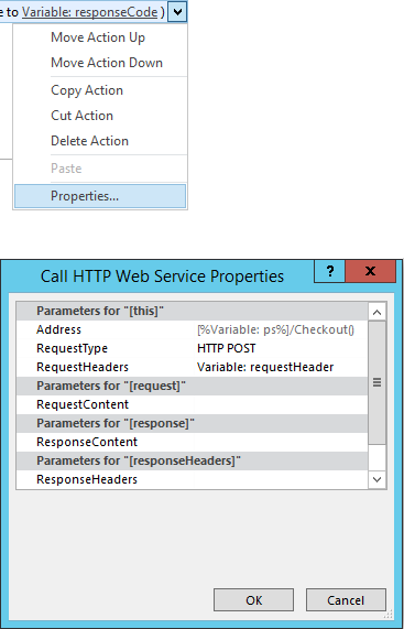 Especificar el encabezado de solicitud en las propiedades de llamada de servicio web