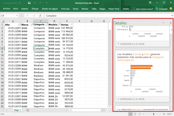 Complemento de panel de tareas en Excel