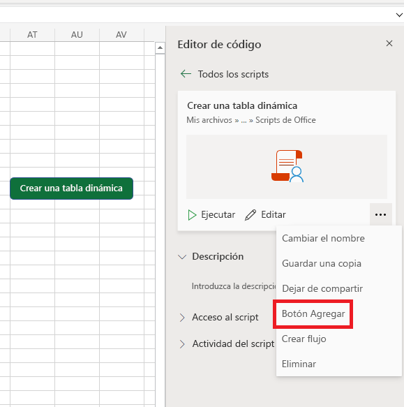 Ejecución de scripts de Office en Excel con botones - Office Scripts |  Microsoft Learn