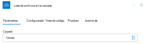 El conector de OneDrive para la Empresa completado en Power Automate.