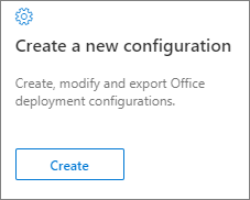 Captura de pantalla que muestra el botón Crear para crear una nueva configuración.
