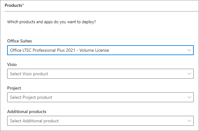 Captura de pantalla de la página para seleccionar productos.