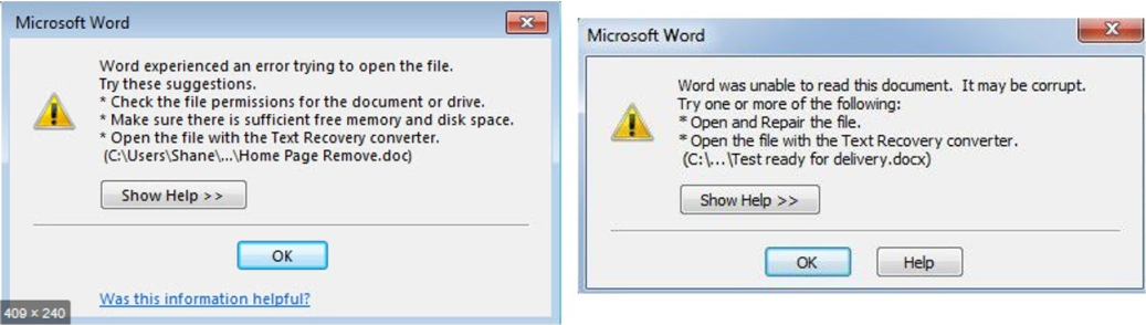 mordaz Fundir lago Titicaca Recibe mensajes de error cuando abre un documento de Office - Office |  Microsoft Learn