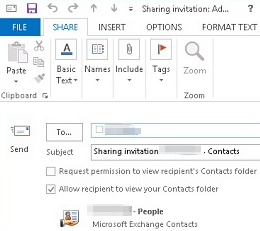 Captura de pantalla que muestra un mensaje de invitación para compartir.