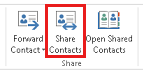 Captura de pantalla que muestra la pestaña Compartir contactos en la página principal.
