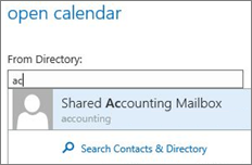 Captura de pantalla que muestra la operación para abrir un calendario con la funcionalidad Desde el directorio.