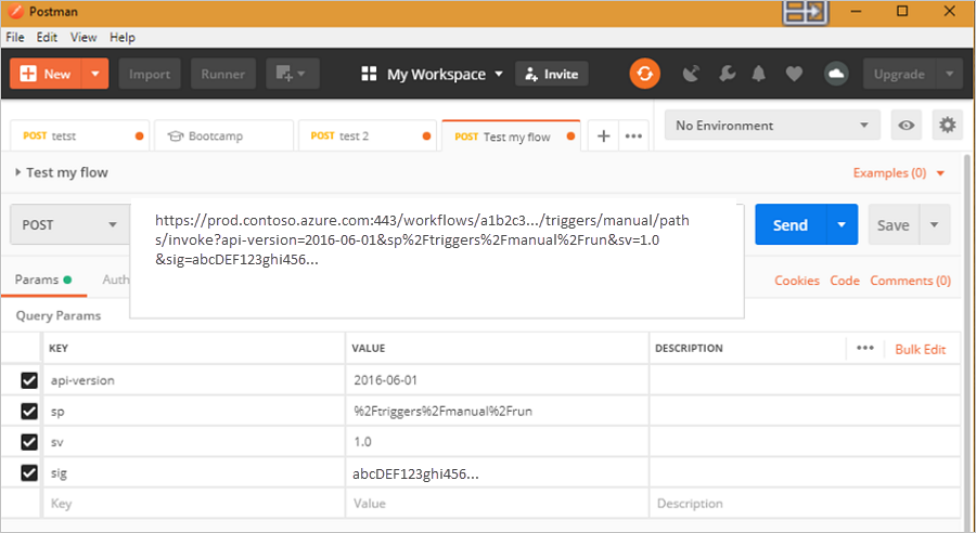 Pegue la dirección URL de HTTP POST