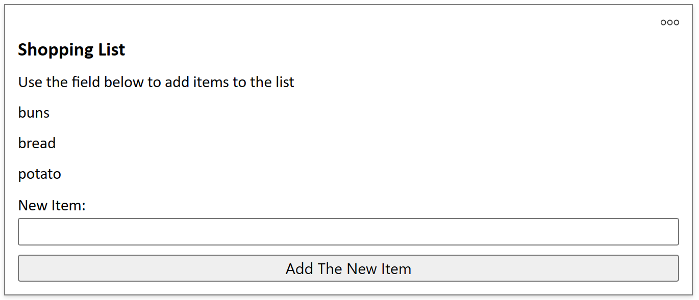 Captura de pantalla de una tarjeta de lista de compras terminada.