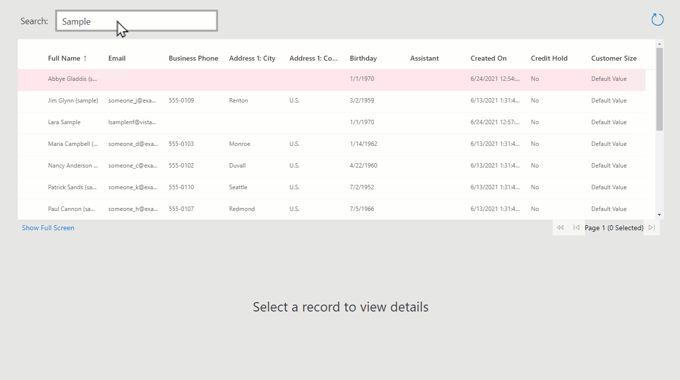 Demostración de Canvas Grid