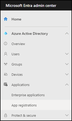 Registros de aplicaciones de Azure desde el centro de administración de Microsoft Entra