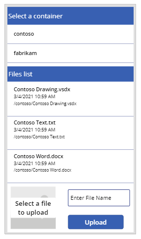 Cargar el archivo en el almacenamiento conectado Cargar el archivo en el almacenamiento conectado.