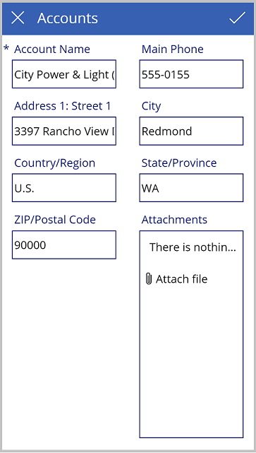 Pantalla de edición de cuentas