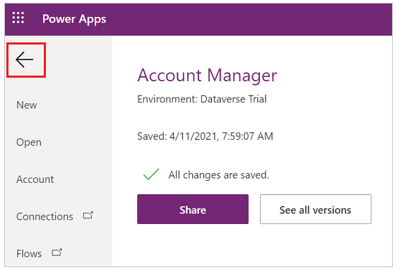 Guarde la aplicación y vuelva