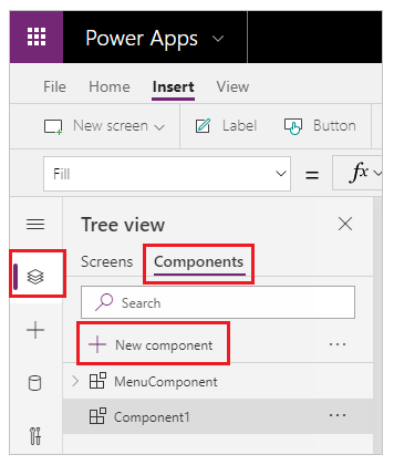 Crear un nuevo componente personalizado utilizando la vista de árbol.