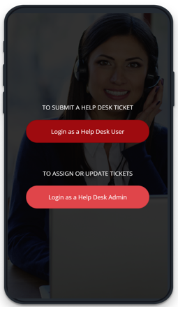 Pantalla inicial de la aplicación Help Desk Tickets.