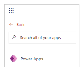 Power Apps en el iniciador de aplicaciones de Office 365.