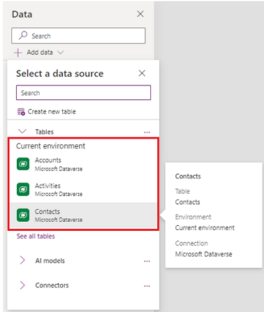 Crear y editar tablas de Dataverse en aplicaciones de lienzo con el diseñador de tablas Power