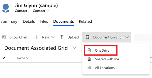 Abrir la pestaña Documentos y seleccionar OneDrive.