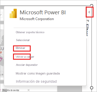 Captura de pantalla del panel lateral del complemento de Power BI para PowerPoint.