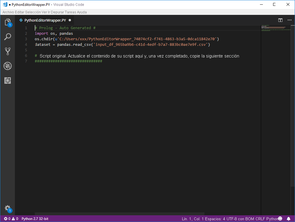Screenshot of the Python IDE, showing it in Visual Studio Code.