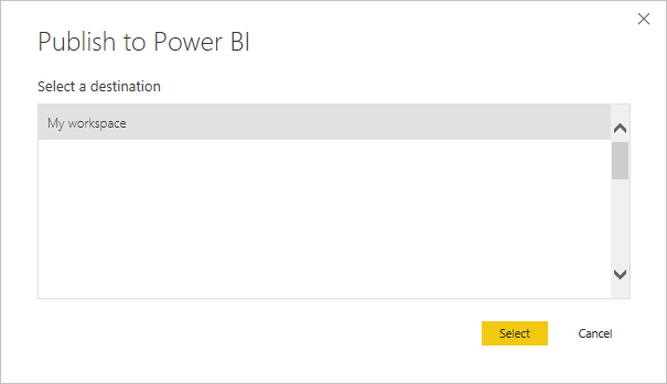 Captura de pantalla que muestra la publicación en el servicio Power BI.