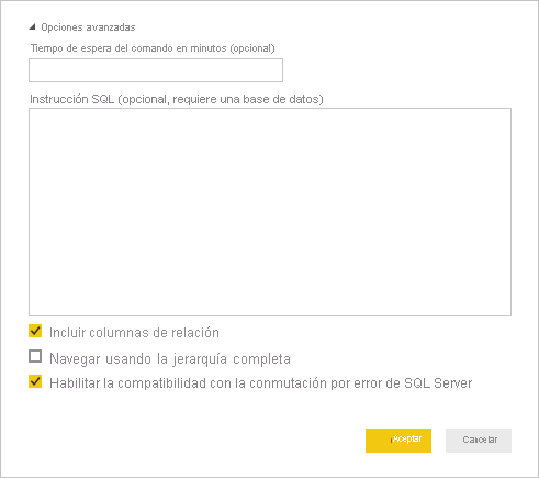 Screenshot of SQL Server advanced options