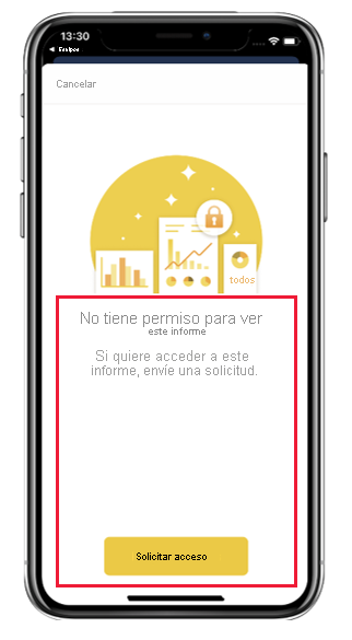Screenshot of Power BI mobile app request-access-dialog.