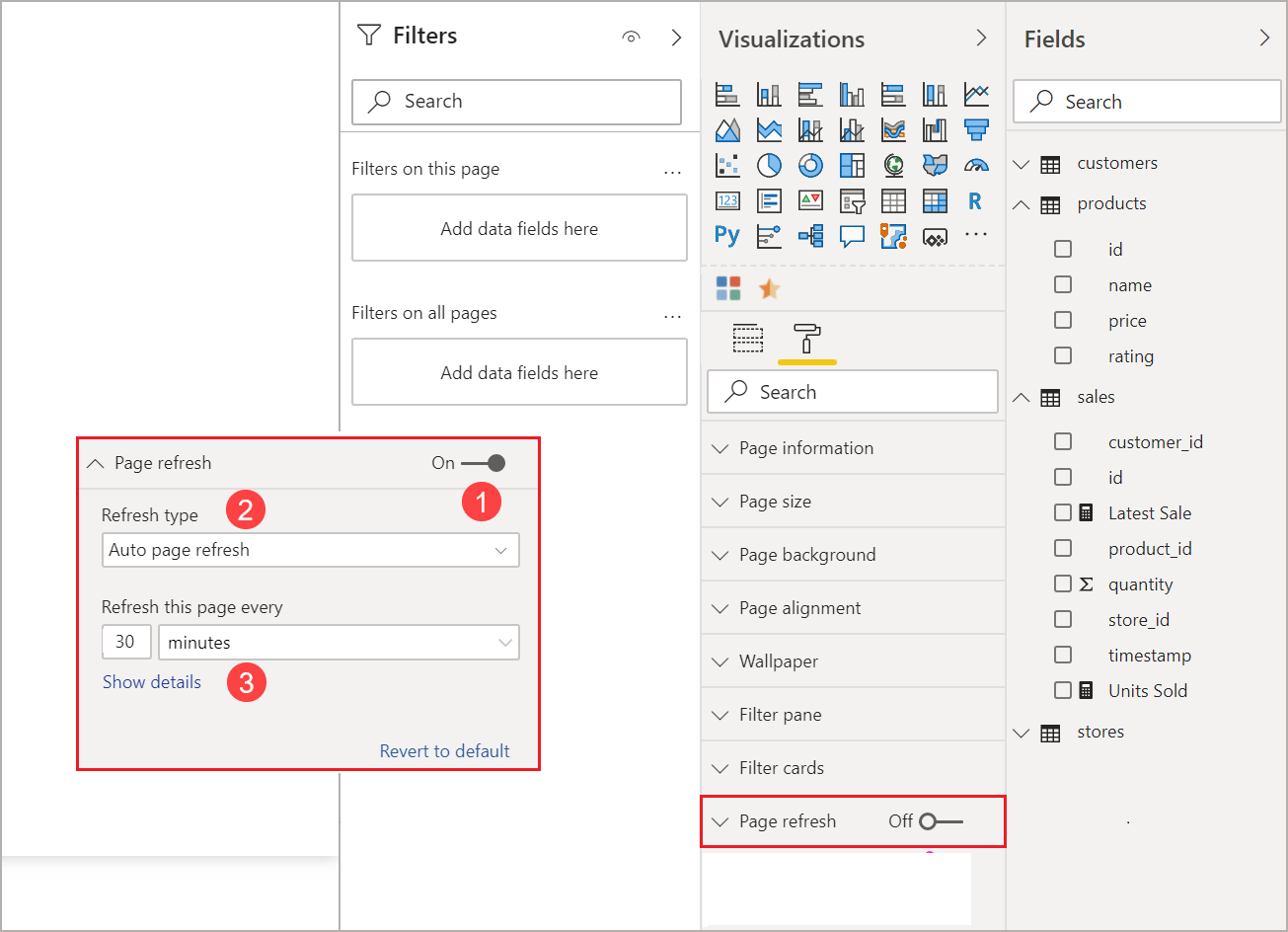 Page refresh location in the service