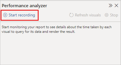 Screenshot of Performance Analyzer, highlighting Start recording.