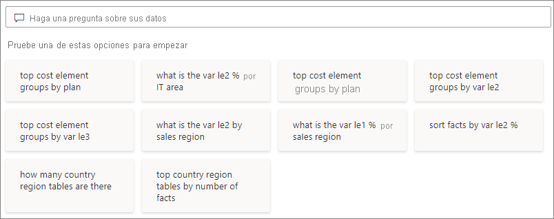 Screenshot that shows selecting Top cost element groups by plan.