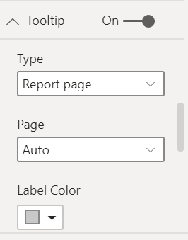 Screenshot that shows the Report page tooltip dialog.