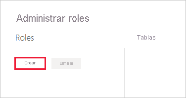 Captura de pantalla de la ventana Administrar roles, resaltando Crear