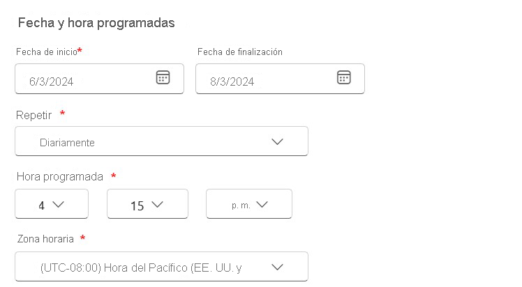 Captura de pantalla que muestra la programación.