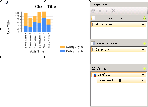 Captura de pantalla del gráfico que muestra las propiedades del gráfico.
