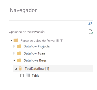Captura de pantalla del navegador en Power BI Desktop para elegir flujos de datos a los que conectarse.