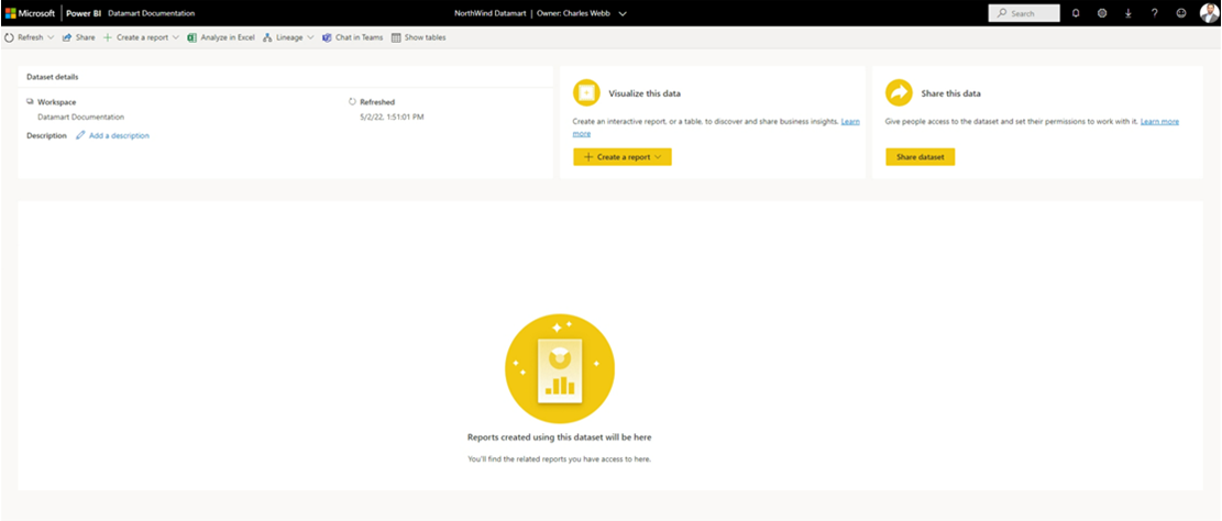 Captura de pantalla de carga de un modelo semántico.