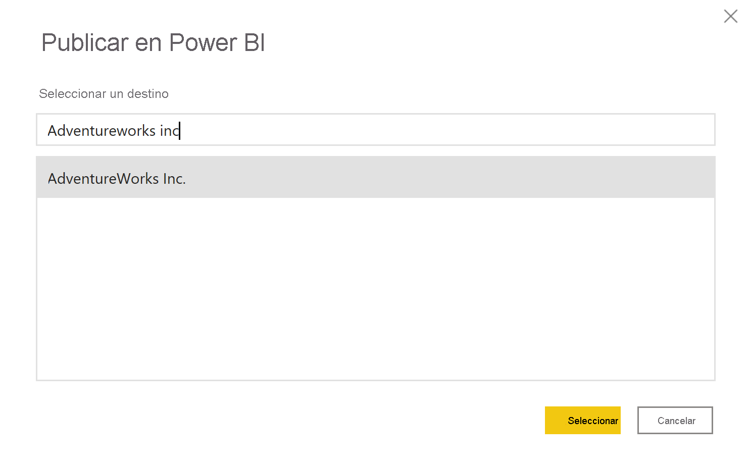 Screenshot of publishing the report to the Power BI service.