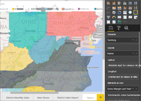 Screenshot of filled maps and Bing.